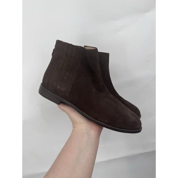 Eileen Fisher Rich Suede Bootie Women 9 Brown Bohemian Zip Modern Contemporary - Picture 1 of 11